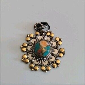 Spiny Oyster Stone 925 Sterling Silver Pendant Handcrafted On 24" Cord